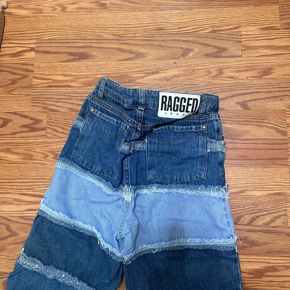 The Ragged Priest Blue High Rise Jeans with Unique Patchwork Design - Picture 4 of 4